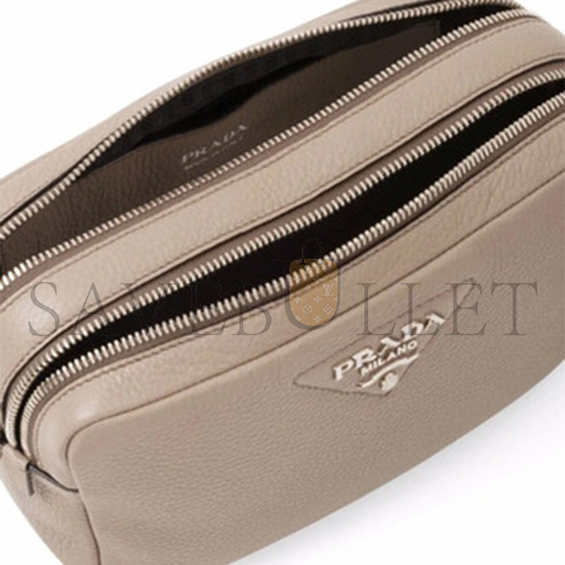 PRADA FLOU LEATHER SHOULDER BAG 1BH082 (22*14*8cm)